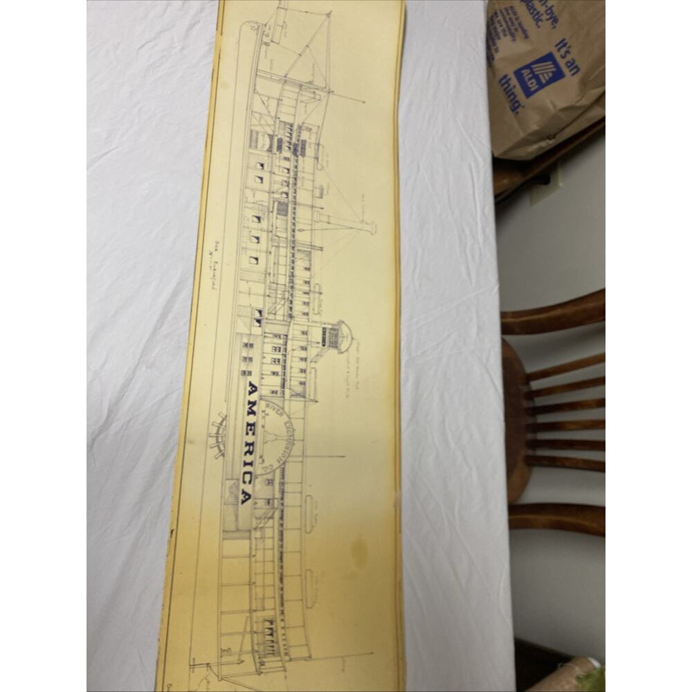 Vintage Alan L. Bates AMERICA River Steamboat Blueprint Plan  INDIANA Maritime